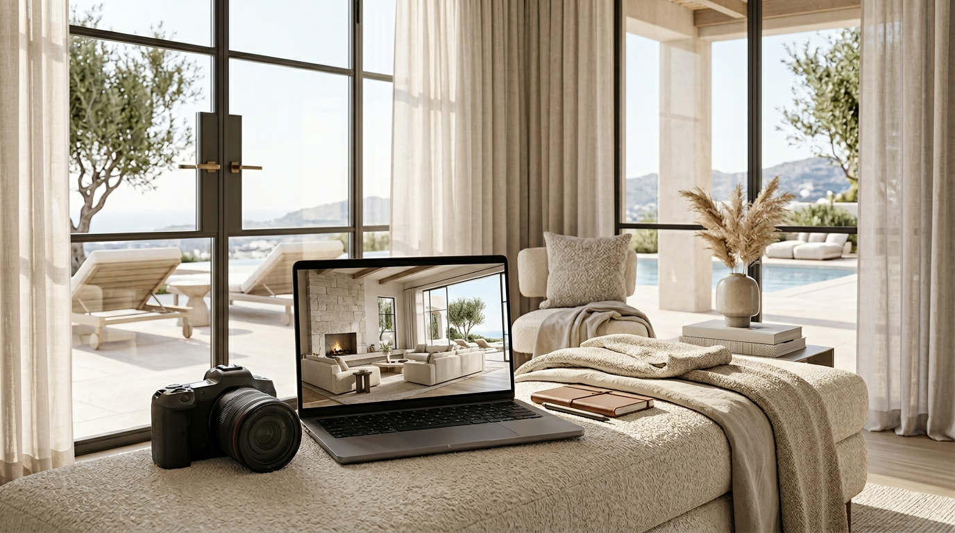 AI-generated living room scene showing a furniture product in a bright modern interior